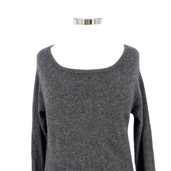 Kier+J Scoop Neck Long Cashmere Sweater Dark Gray Size Small - Picture 1 of 14